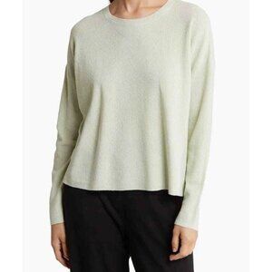 Eileen Fisher Womens XL Mist Green Sweater Organic Linen Blend Long Sleeve Knit